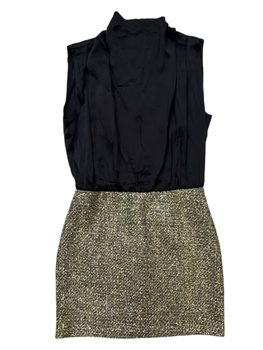 NWT! Amanda Uprichard Silk & Tweed Brantley Mini Dress – Black/Gold – Size Small - Picture 4 of 10